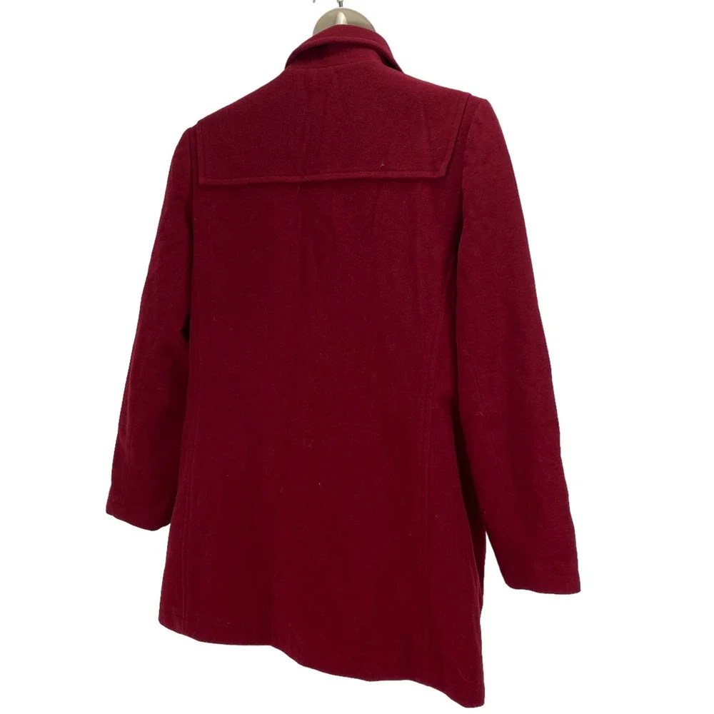 Eddie Bauer Red Wool Blend Coat Womens Jacket Peacoat XL - Picture 2 of 5